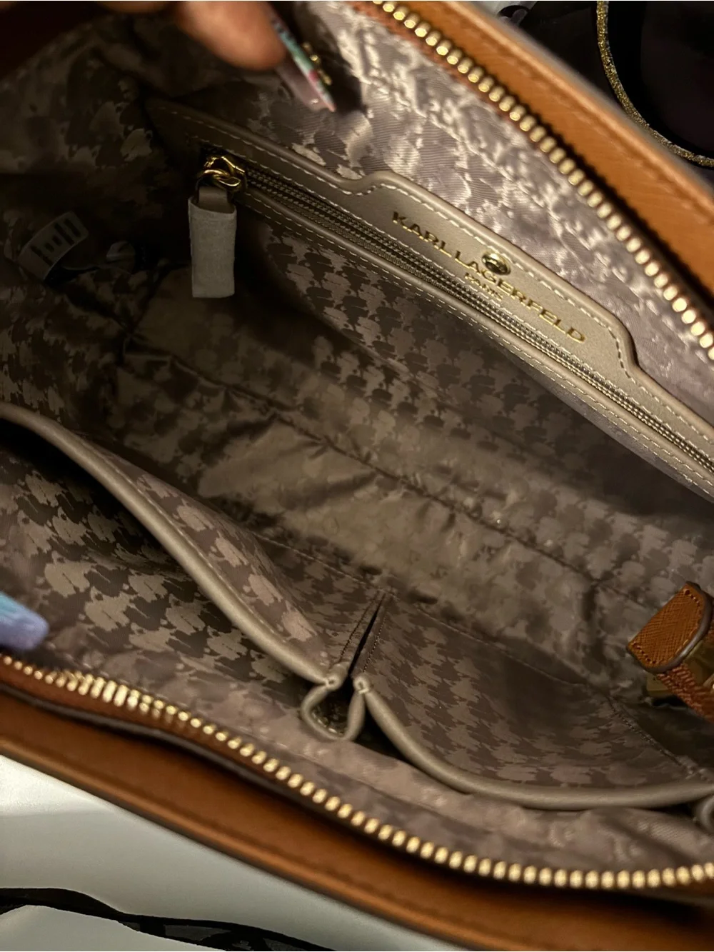 Karl Lagerfeld Brown Monogram Tote Bag